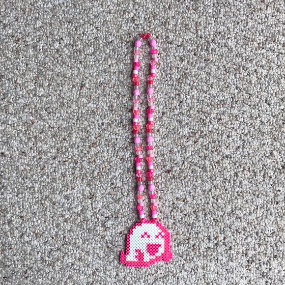 Ghost girl beaded necklace — pink white black light — fun rave party festival - Picture 3 of 4